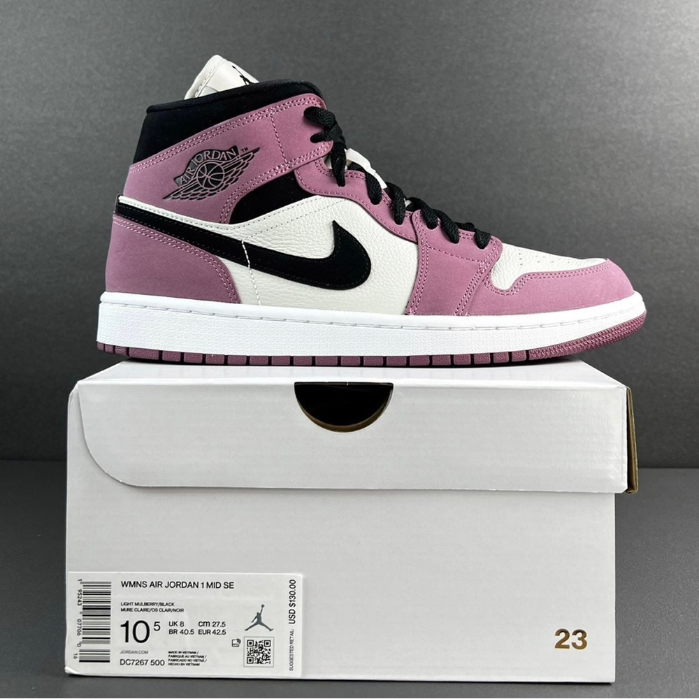 Nike Air Jordan Retro 1 Mid SE  10.5W/9M Berry Pink Mulberry DC7267-500
